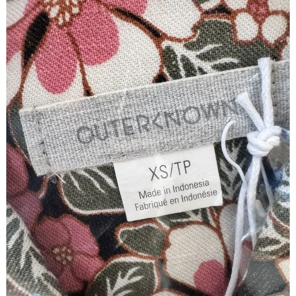 Outerknown Hawaiian Floral Print Linen Blend Shortall Romper Women’s XS NEW